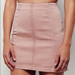 Free people denim mini skirt pink size 12 modern femme blush